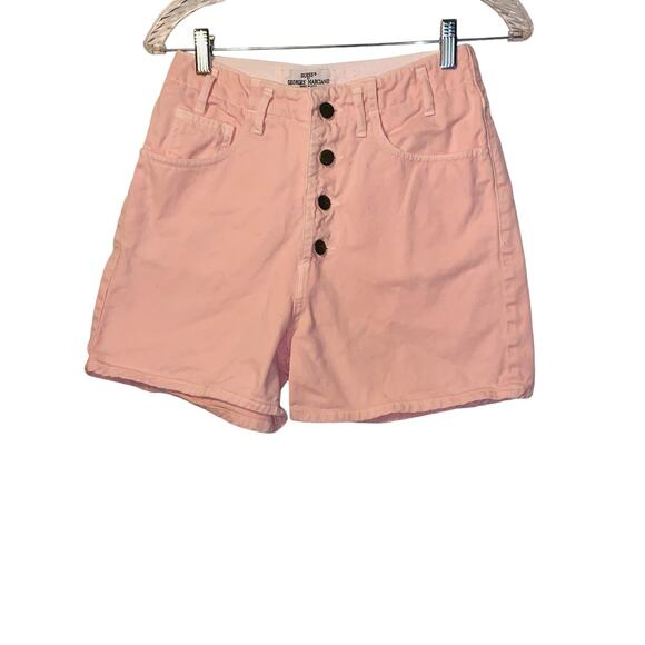 Vintage 80s Guess High Waist denim shorts pink - Picture 2 of 7